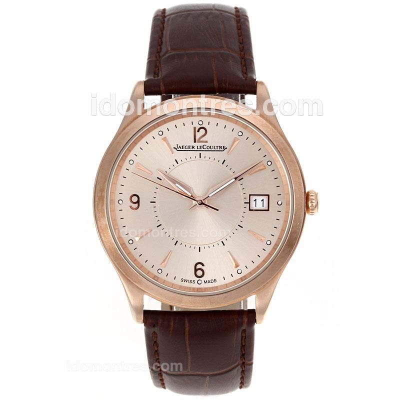 Jaeger-Lecoultre Master Control Rose Gold Case with Champagne Dial-Leather Strap