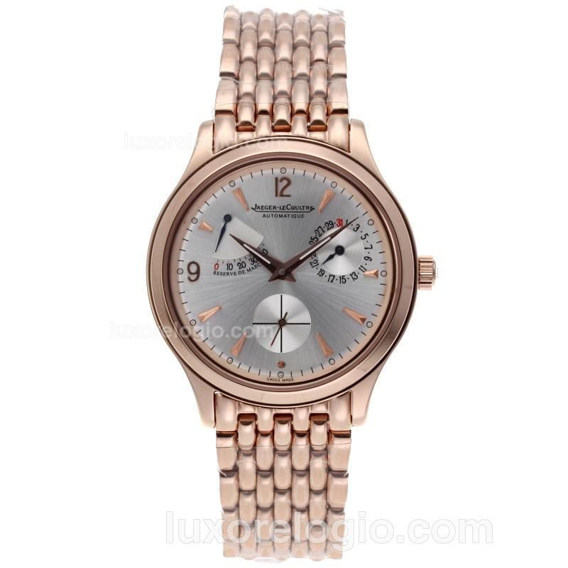 Jaeger-Lecoultre Master Control Working Power Reserve Automatic Full Rose Gold with Silver Dial