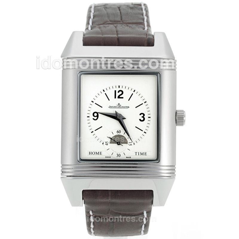 Jaeger-Lecoultre Reverso Manual Winding with White Dial-Leather Strap