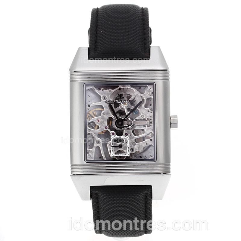 Jaeger-Lecoultre Reverso Manual Winding with Skeleton Dial-Leather Strap