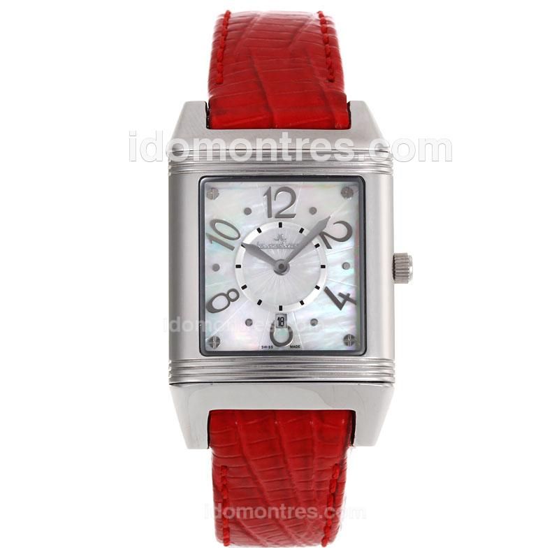 Jaeger-Lecoultre Reverso MOP Dial with Red Leather Strap