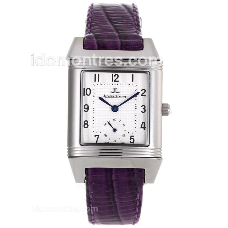 Jaeger-Lecoultre Reverso White Dial with Purple Leather Strap