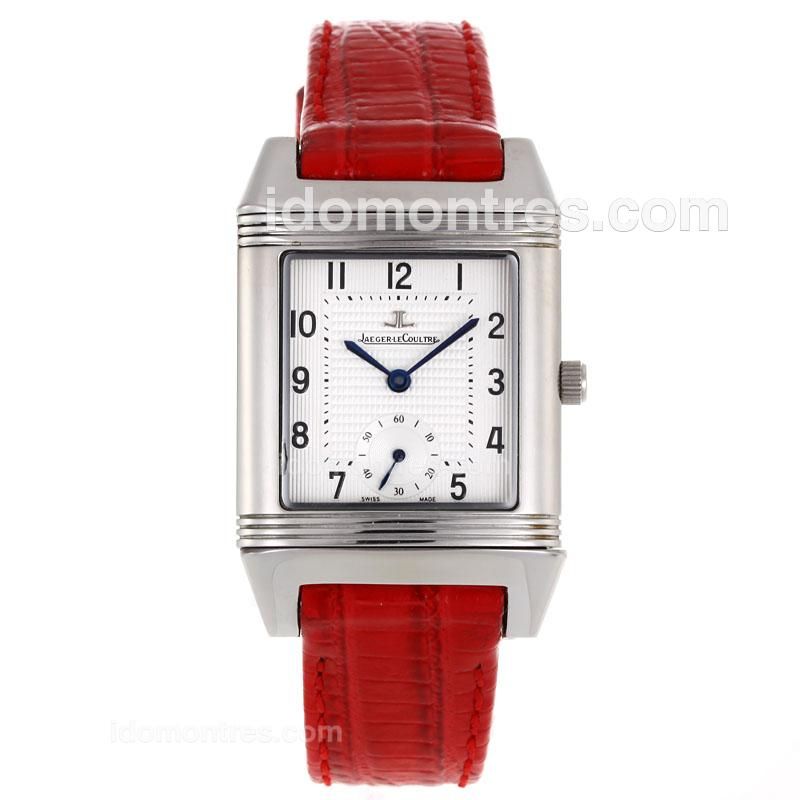 Jaeger-Lecoultre Reverso White Dial with Red Leather Strap