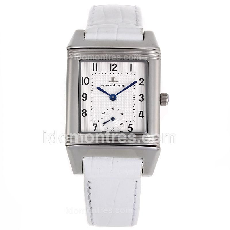 Jaeger-Lecoultre Reverso White Dial with White Leather Strap