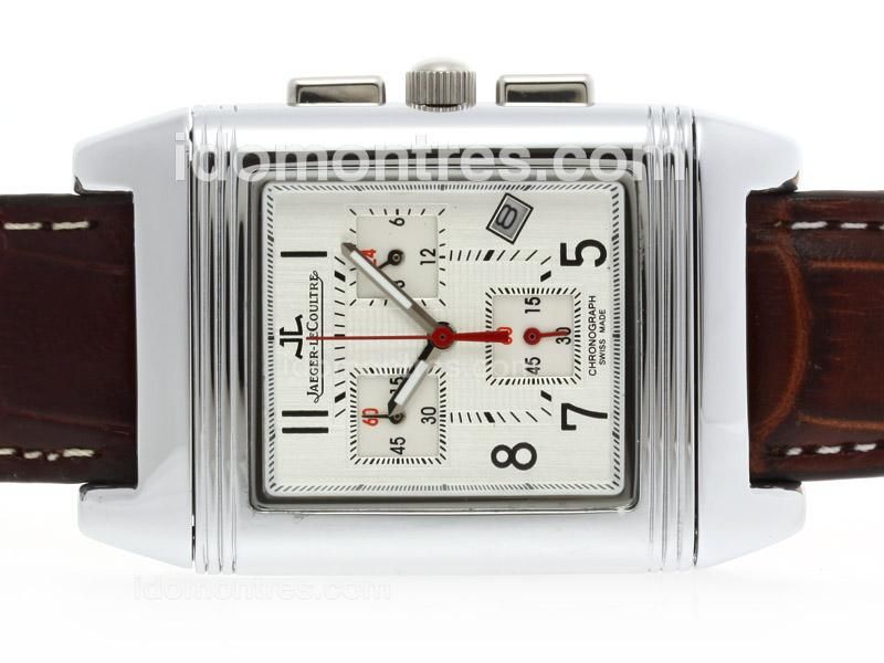 Jaeger-Lecoultre Reverso Working Chronogragh with White Dial-Leather Strap