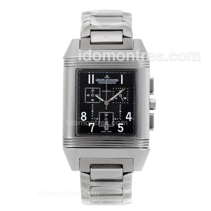 Jaeger-Lecoultre Reverso Working Chronograph with Black Dial-S/S