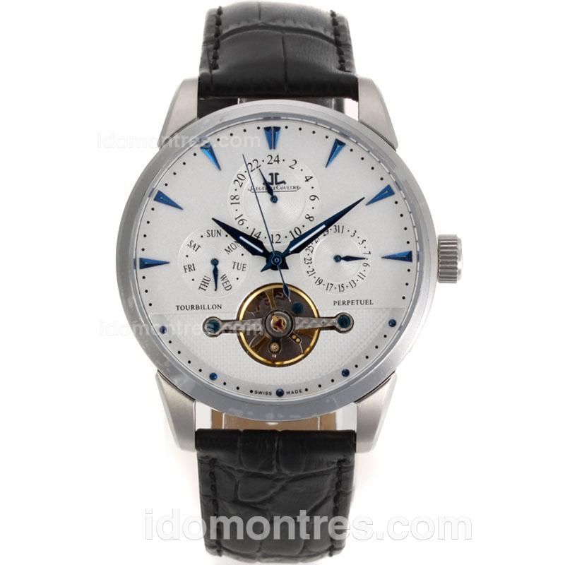 Jaeger-Lecoultre Tourbillon Automatic White Dial-Leather Strap