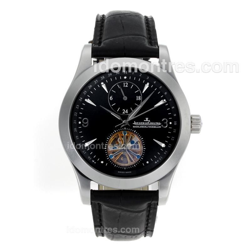 Jaeger-Lecoultre Tourbillon Automatic with Black Dial-Leather Strap