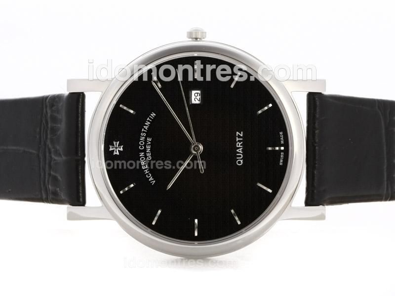 Vacheron Constantin Overseas with Black Dial and Leather Strap