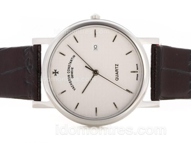 Vacheron Constantin Overseas with White Dial-Leather Strap