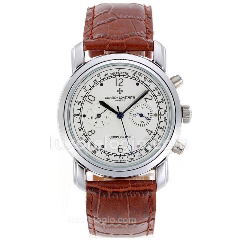 Vacheron Constantin Partrimony Automatic with White Dial-Leather Strap
