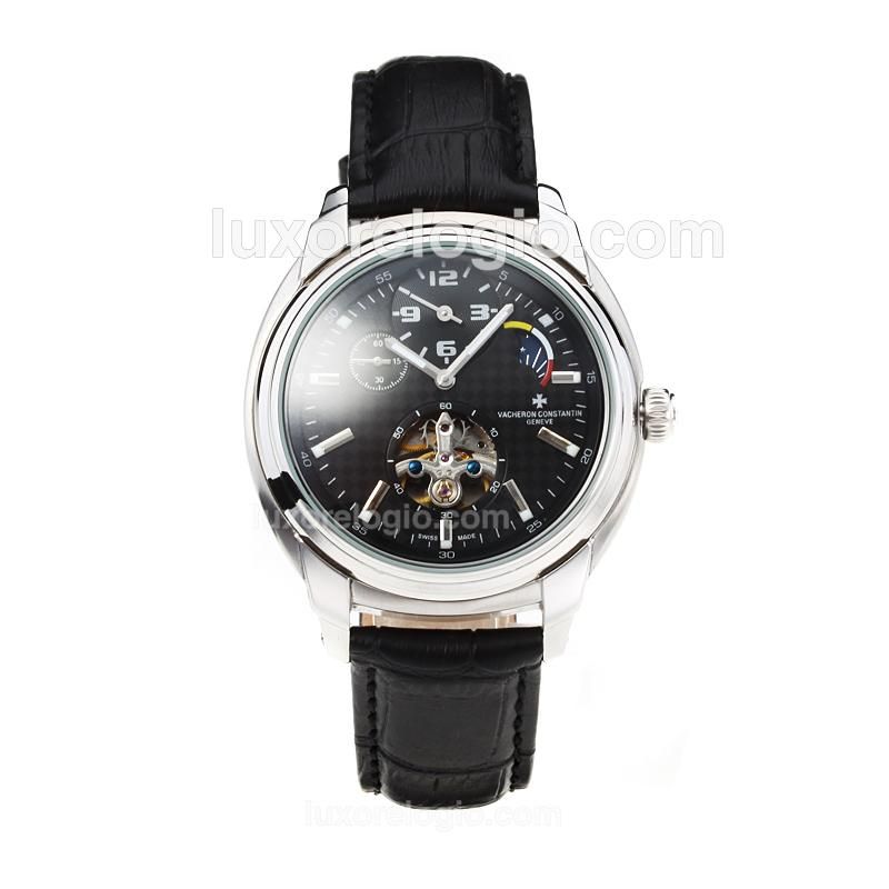Vacheron Constantin Patrimony Automatic with Black Dial-Leather Strap-Sapphie Glass