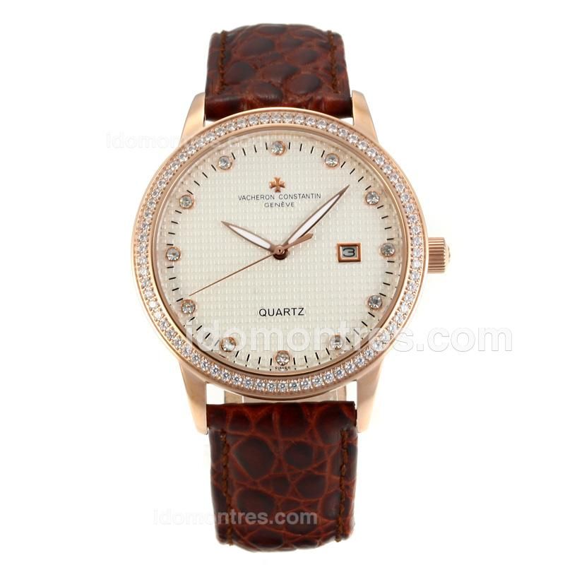Vacheron Constantin Patrimony Rose Gold Case Diamond Bezel with Champagne Dial-Diamond Markers