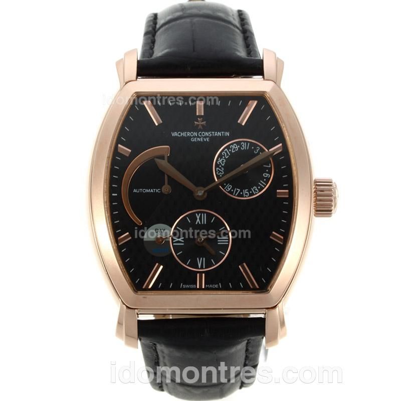 Vacheron Constantin Royal Eagle Working Power Reserve Automatic Rose Gold Case with Black Dial-18K Plated Gold Movement
