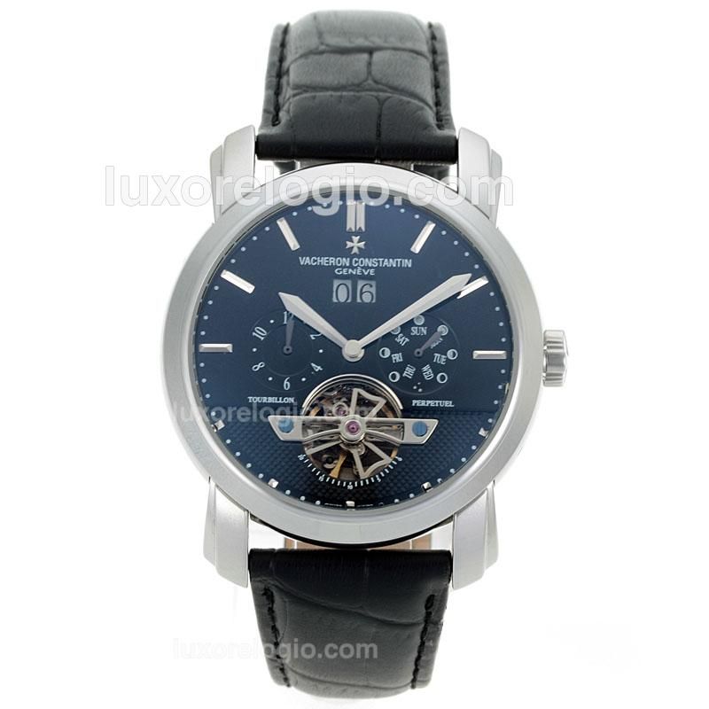 Vacheron Constantin Tourbillon Automatic with Black Dial-Leather Strap
