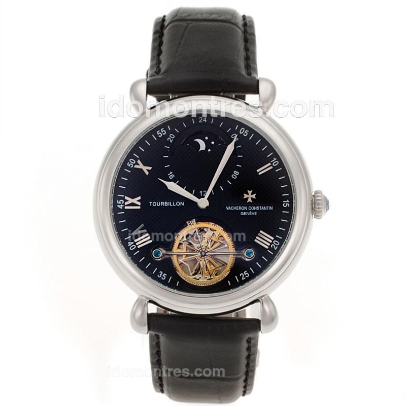 Vacheron Constantin Tourbillon Automatic with Black Dial-Leather Strap