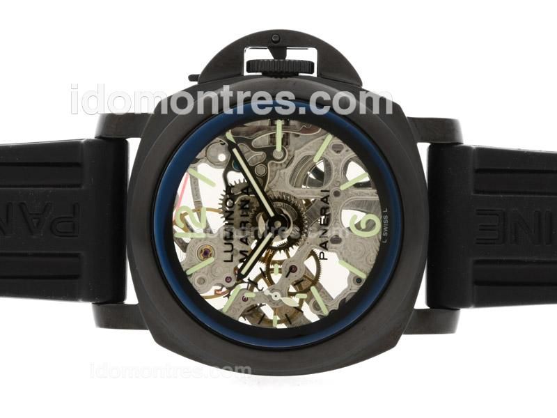 Panerai Luminor Marina Unitas 6497 Movment PVD Case with Skeleton Dial