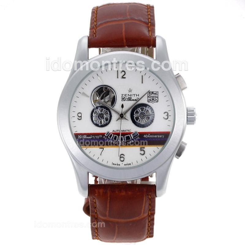 Zenith El Primero Chronomaster Automatic with White Dial-Leather Strap