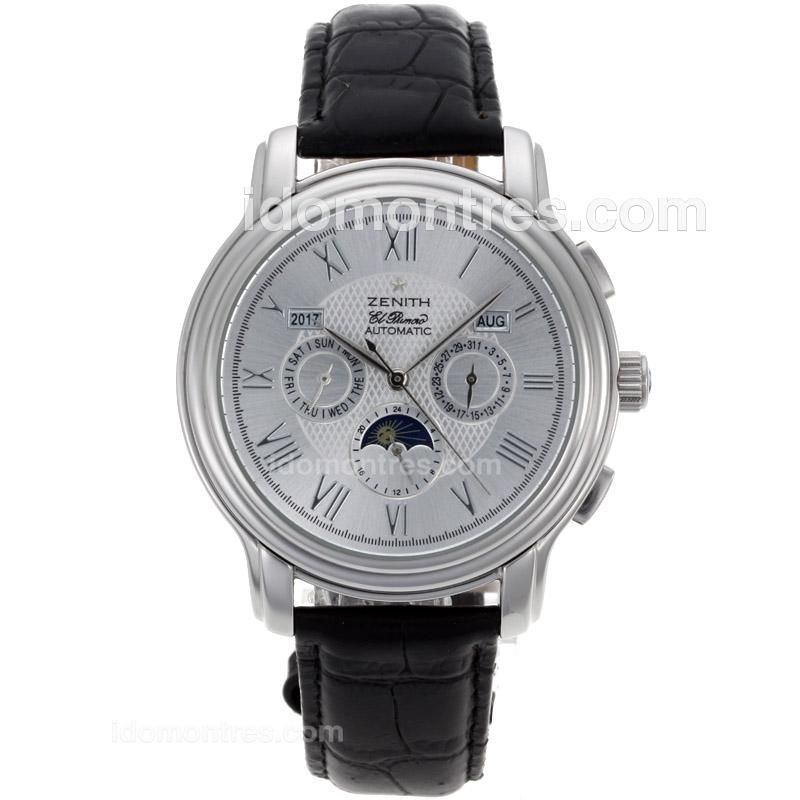 Zenith El Primero Chronomaster Moonphase Automatic with Silver Dial-Leather Strap