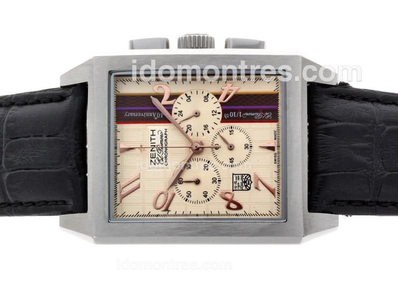 Zenith El Primero Chronomaster Working Chronograph with Champagne Dial-Leather Strap