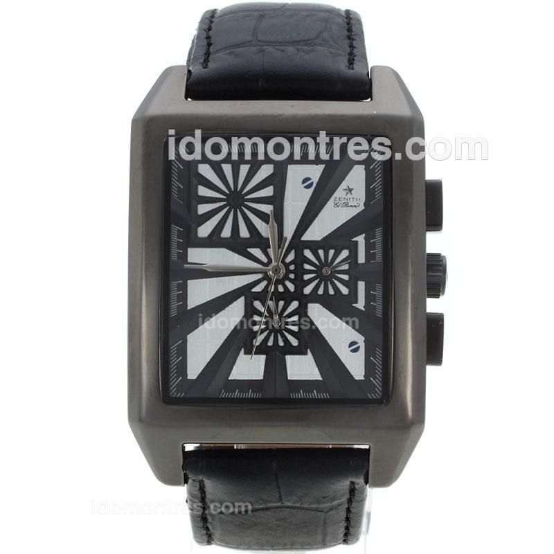 Zenith Grande Port Royal Automatic PVD Case with Black/White Dial-Leather Strap