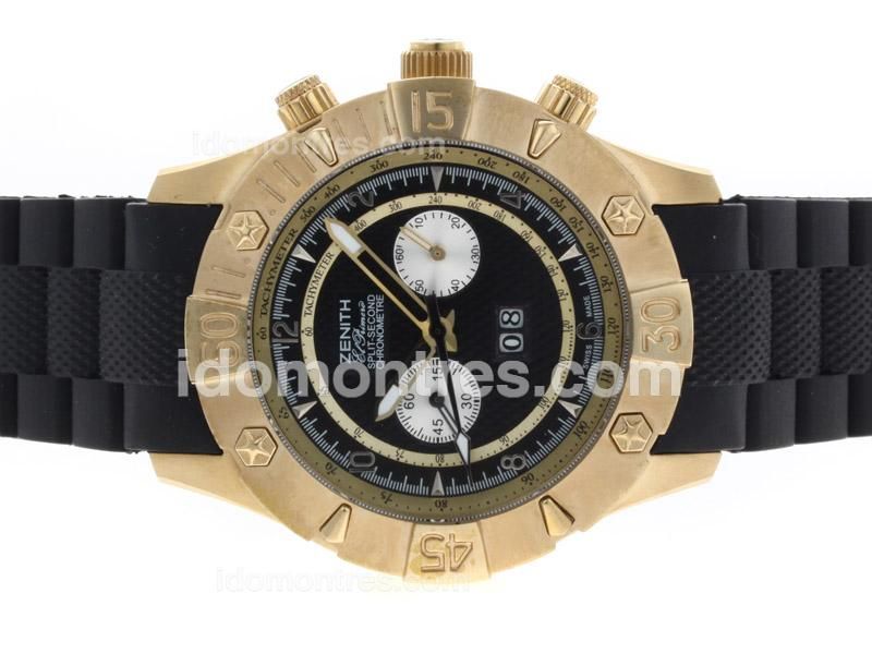 Zenith Split-Second Automatic Gold Case with Black Dial