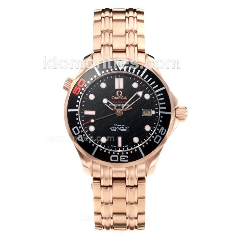 Omega Seamaster Automatic Full Rose Gold Black Bezel with Black Dial