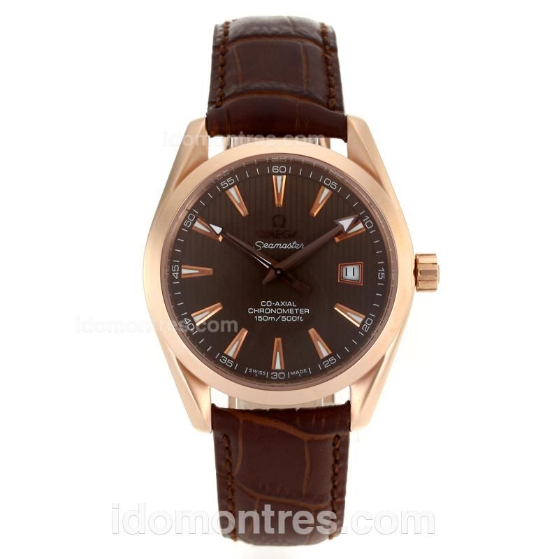Omega Seamaster Automatic Rose Gold Case with Brown Dial-Same Chassis As Swiss Version-High Quality