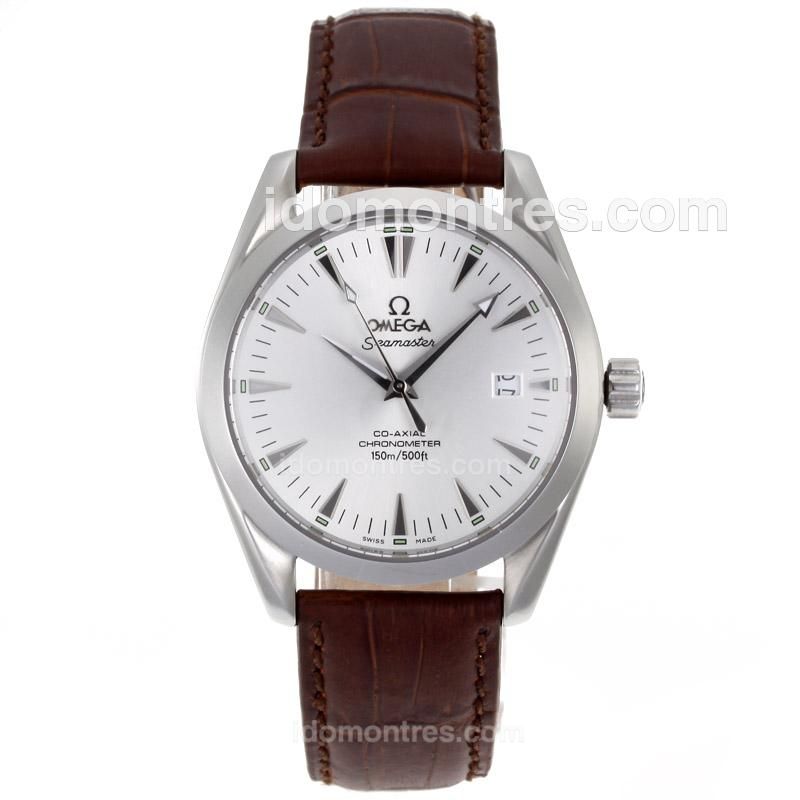 Omega Seamaster Automatic with Silver Dial-Leather Strap