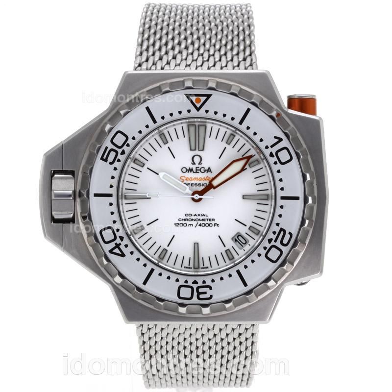 Omega Seamaster Automatic with White Dial S/S-Same Chassis as ETA Version-Sapphire Glass