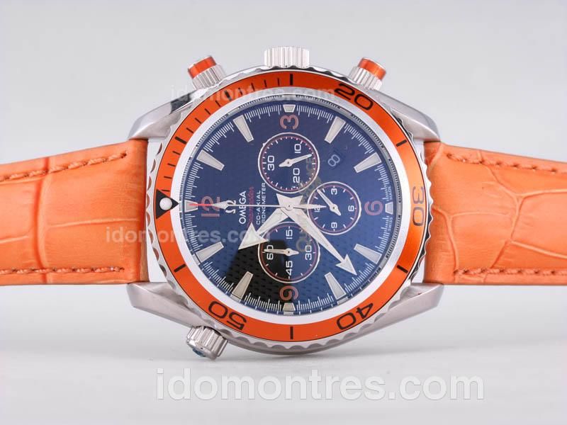 Omega Seamaster Planet Ocean 007 Quantum Of Solace Edition Working Chrono-Same Structure As ETA Version-Leather Strap
