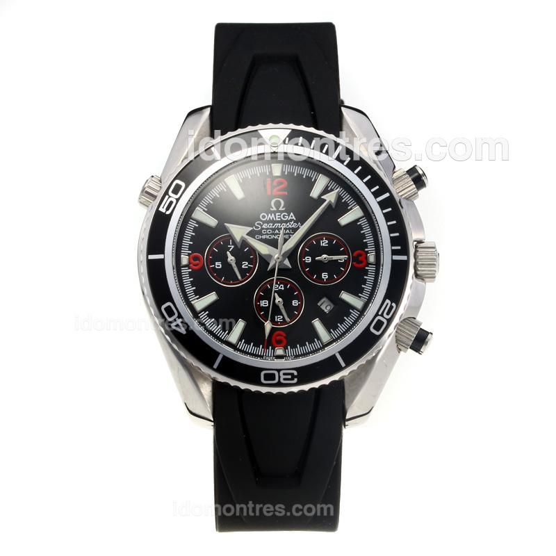 Omega Seamaster Planet Ocean Automatic with Black Bezel and Dial-Rubber Strap