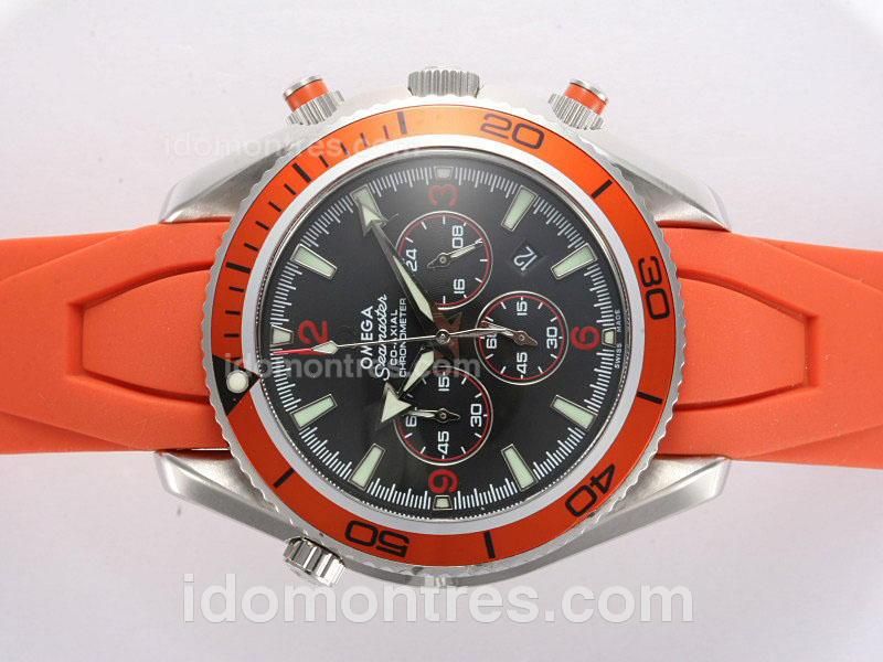 Omega Seamaster Planet Ocean Working Chronograph with Orange Bezel and Rubber Strap