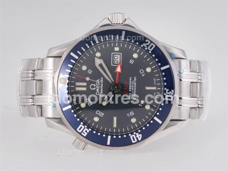 Omega Seamaster Professional GMT with Blue Wavy Dial-Same Structure As ETA Version-High Quality