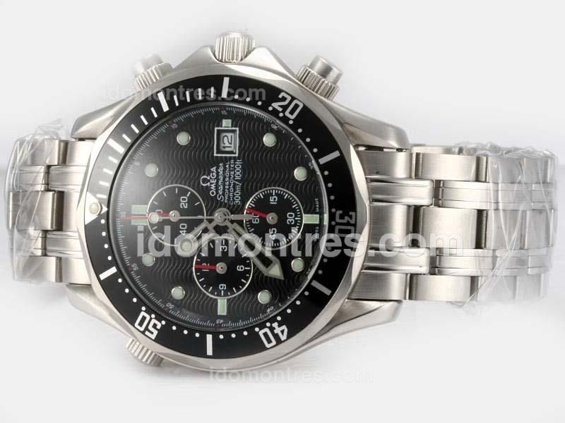 Omega Seamaster Professional Working Chronograph with Black Dial and Bezel