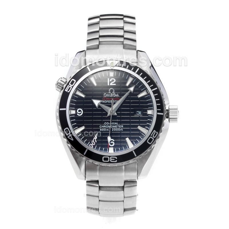 Omega Seamaster Swiss ETA 2836 Movement Black Bezel with Black Dial S/S-Sapphire Glass