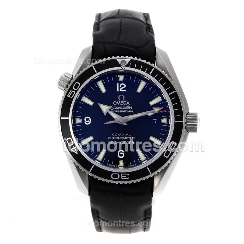 Omega Seamaster Swiss ETA 2824 Movement with Black Dial-Leather Strap