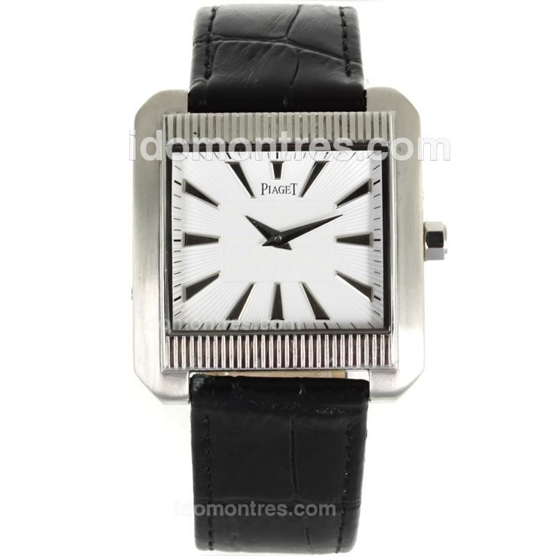 Piaget Upstream Stick Markers with White Dial-Leather Strap