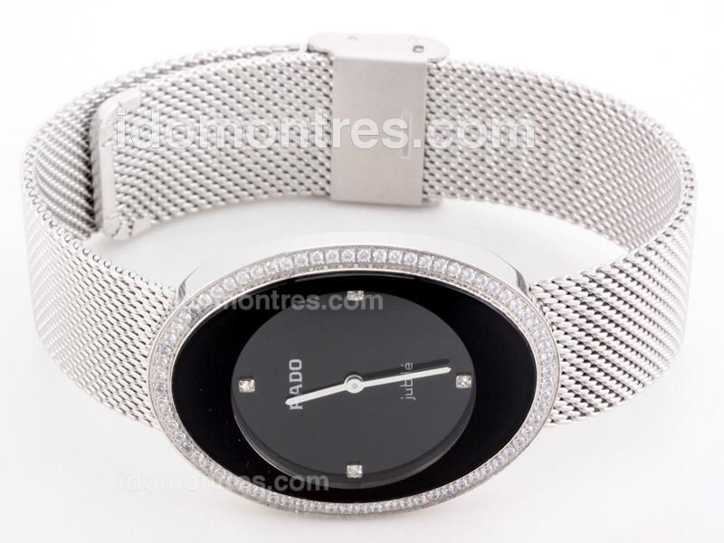 Rado Sintra Jubile Black Dial with Diamond Bezel S/S Bracelet