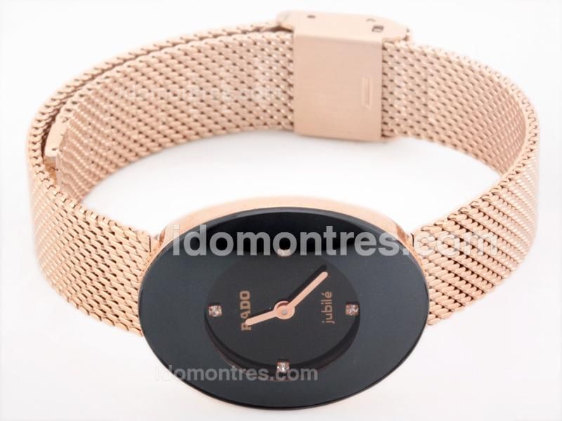 Rado Sintra Jubile With Black Dial-Full Rose Gold Bracelet