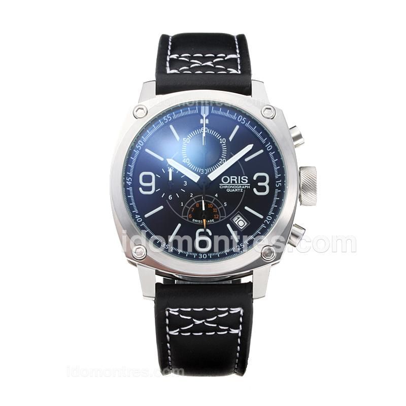 Oris Working Chronograph with Black Dial-Leather Strap