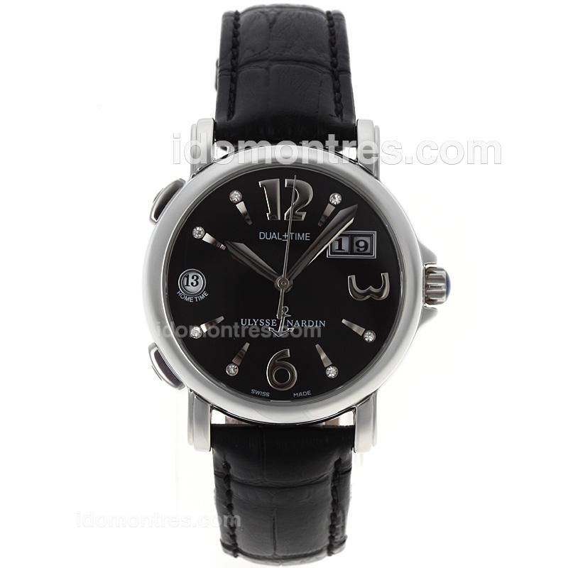Ulysse Nardin Dual Time Automatic with Black Dial-Leather Strap