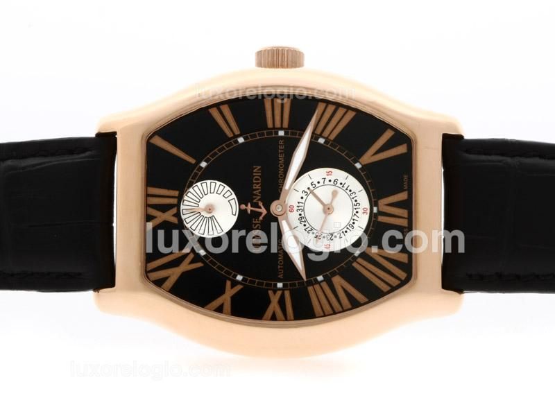Ulysse Nardin Ludovico Automatic Rose Gold Case with Black Dial-Roman Marking