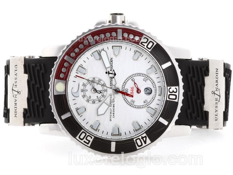 Ulysse Nardin Marine Automatic with Red/ Black Bezel-Rubber Strap