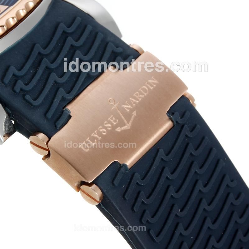 Ulysse Nardin Marine Two Time Zone Automatic Two Tone Case with Blue Dial-Rubber Strap