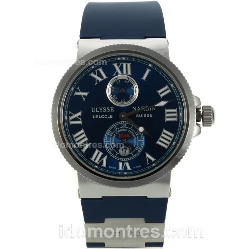 Ulysse Nardin Maxi Marine Automatic Roman Markers with Blue Dial-Rubber Strap