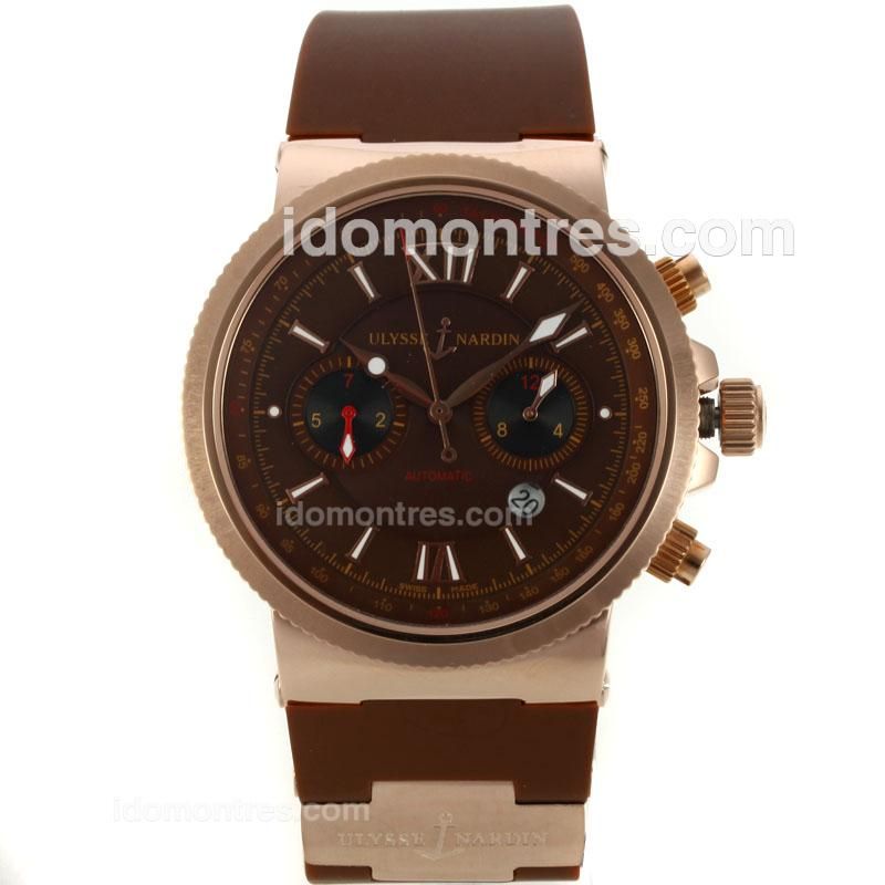 Ulysse Nardin Maxi Marine Automatic Rose Gold Case with Brown Dial-18K Plated Gold Movement