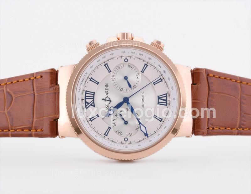 Ulysse Nardin Maxi Marine Automatic Rose Gold Case with White Dial