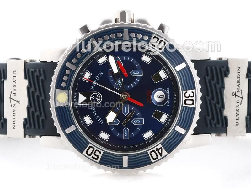 Ulysse Nardin Maxi Marine Diver Automatic with Blue Dial-Rubber Strap