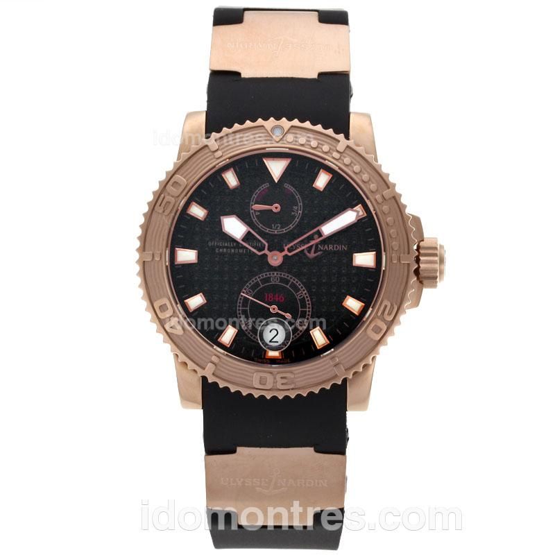 Ulysse Nardin Maxi Marine Diver Working Power Reserve Automatic Rose Gold Case with Black Dial